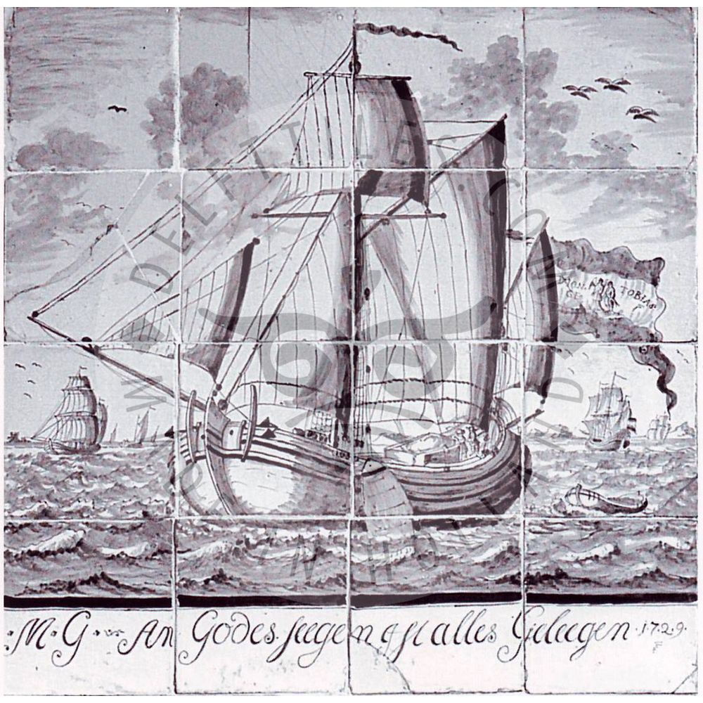16 tile ship panel dated 1775