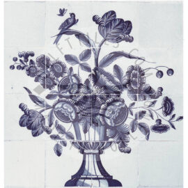 16 tile floral tile panel with bird