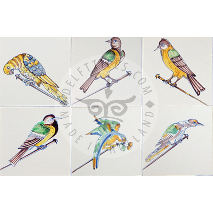 Polychrome Vogel-Fliesen aus dem 17. Jahrhundert (VS_mc) – Bild 3