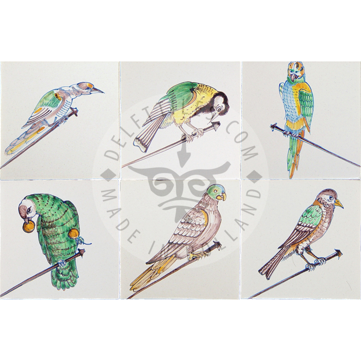 Polychrome Vogel-Fliesen aus dem 17. Jahrhundert (VS_mc) – Bild 4