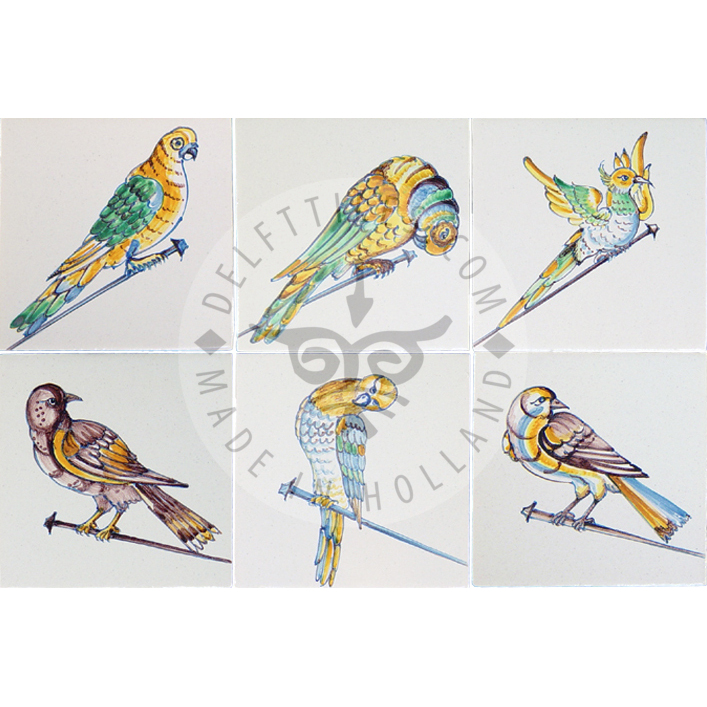 Polychrome Vogel-Fliesen aus dem 17. Jahrhundert (VS_mc) – Bild 2