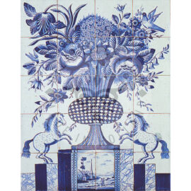 20 tile19th century antique tile panel with horses