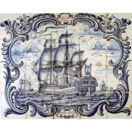 20 tile ship tile panel ‘handelaer’ dated 1760