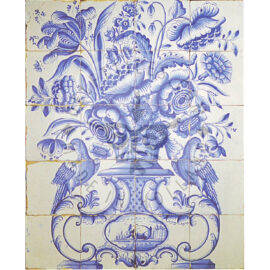 20 tile antique delft tile panel with 2 birds