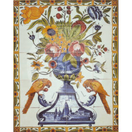 20 tile polychrome floral panel
