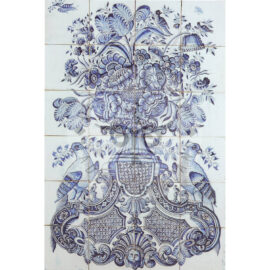 24 tile antique floral tile panel