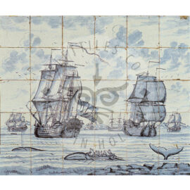 30 antique ship tile panel dated 1750