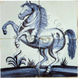 4 tile horse on tile panel dated 1810