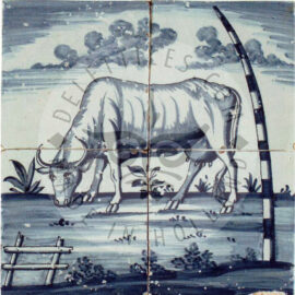 4 tile Delft blue tile panel dated 1800