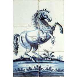 6 tile antique panel with horse anno 1770