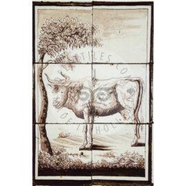 6 tile cow tile mural dated 1850