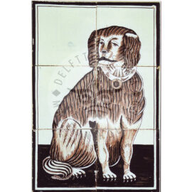 6 tile sepia dog panel dated 1875