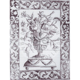 6 tile panel with border and cupids