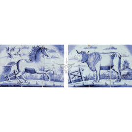 6 tile pendant horse & cow tile panel
