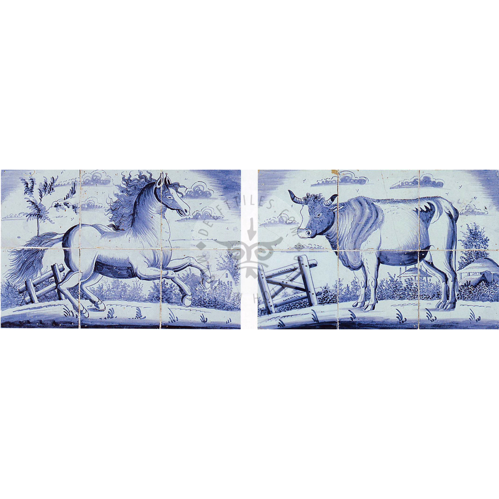 6 tile pendant horse & cow tile panel
