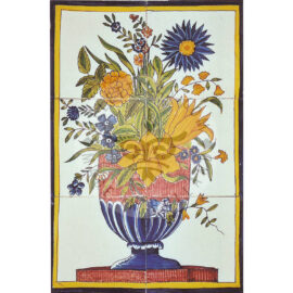 6 tile polychrome flower piece tile panel