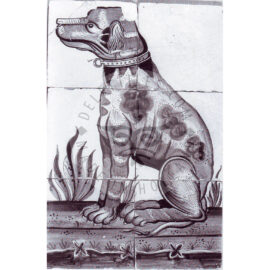 6 tile sitting dog tile panel dated 1800