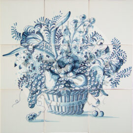 Flower & Fruit Basket Mural 3×3 tiles (BM9a)