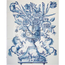 Flower Vase with Horses Mural 4×5 tiles (BV20b)