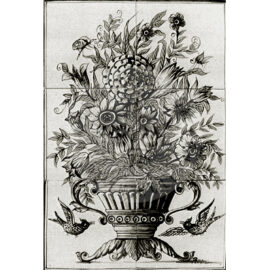 Flower Vase Mural Black 2×3 tiles (BV6a_zw)