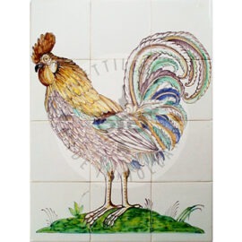 Full Color Rooster on tiles 3×4 tiles (D12d_mc)