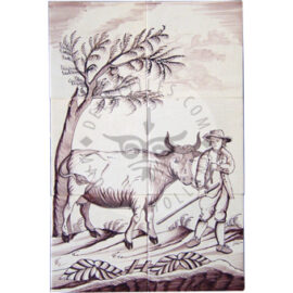 Man & Cow tile panel 2×3 tiles (D6d_s)