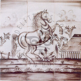 Dutch Horse sepia tile panel 3×3 tiles (D9b_s)