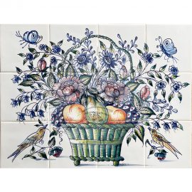 Fruit Flower Birds Basket 4×3 tiles (HBM12b_mc)