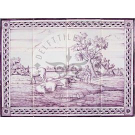 Landscape Cows tile Mural 4×3 tiles (L12a)