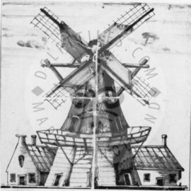 Windmill tile Mural Black 2×2 tiles (MO4a)