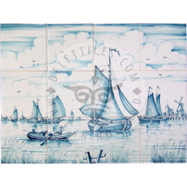 Harbour Boat Scene tile panel  4×3 tiles (S12a)