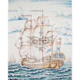 Three Masted Ship Multi Color tile panel 4×5 tiles (S20b_mc)