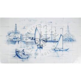 Nantucket Harbour Scene tile Panel 9×5 tiles (S45a)