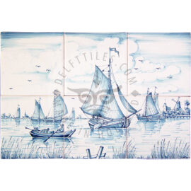 Boat Scene tile Mural 3×2 tiles (S6a)