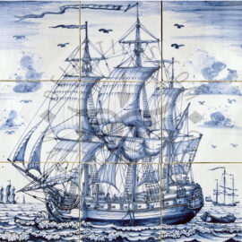 Three Masted Ship tile Panel 3×3 tiles (S9a)