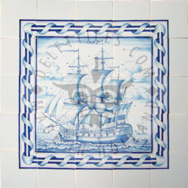 Three Masted Ship Panel 3×3 tiles + B07 Border (S9a+B07)