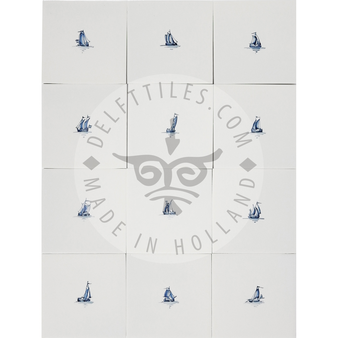 Fliesen mit Skizzen kleiner Boote/Schiffe (SS)