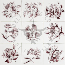 Elegant Big Flowers Tiles Sepia (BG3_s)