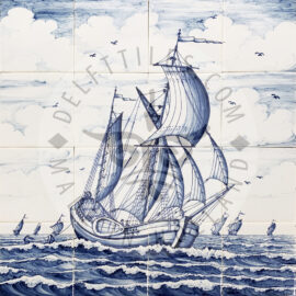 Sailing Ship tile panel 4×4 tiles (S16f)
