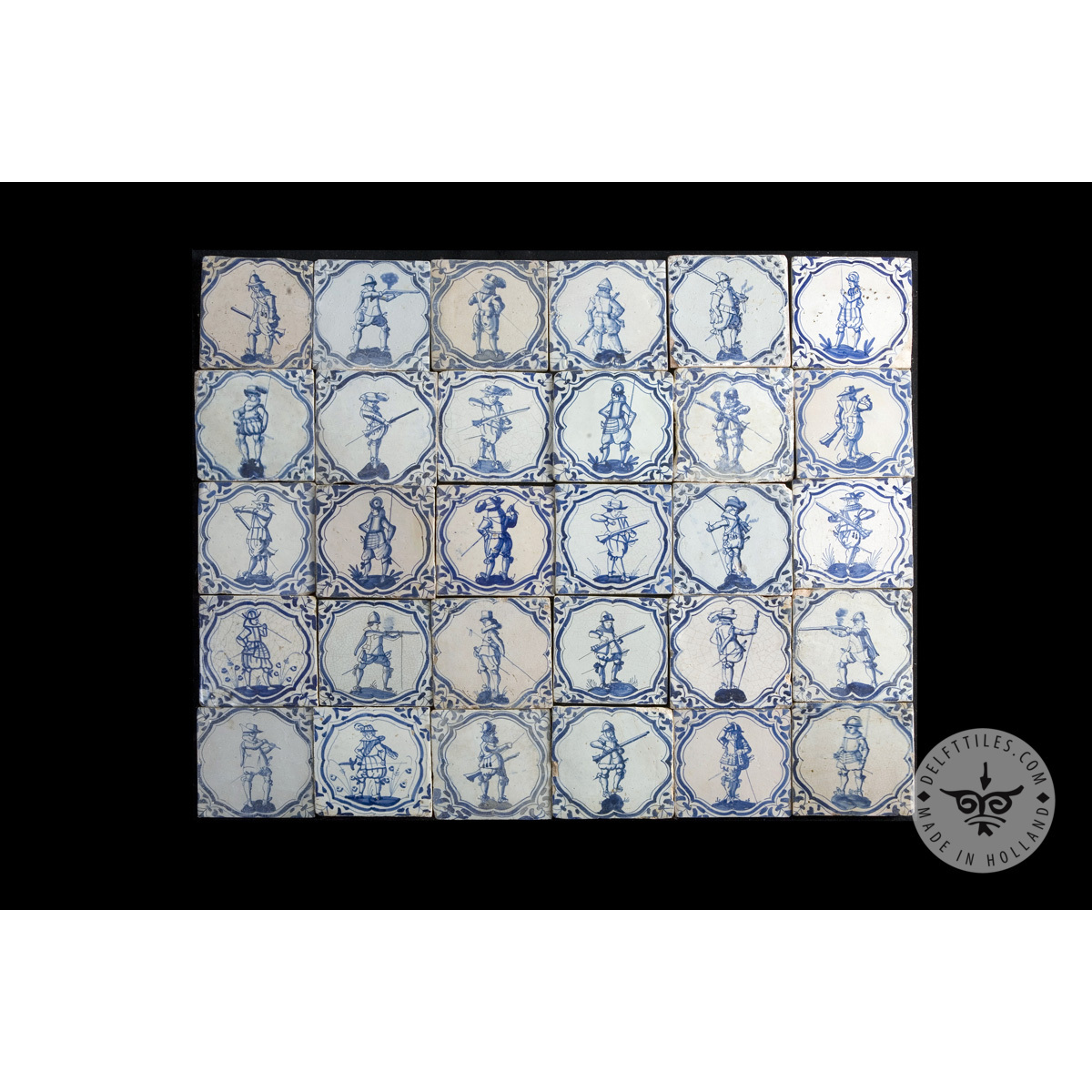 Antique Delft Tiles set #44 - musketeer acolade tiles