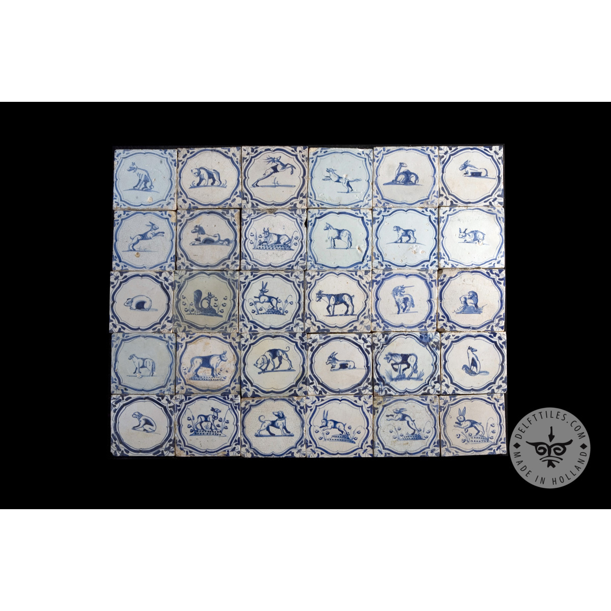 Antique Delft Tiles set #45 - animals acolade tiles