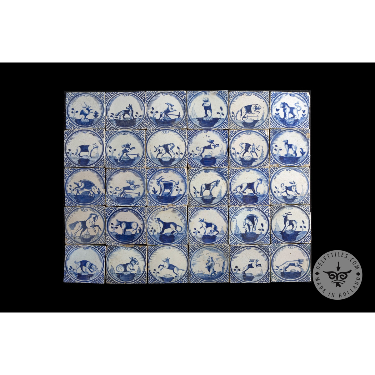 Antique Delft Tiles set #47 - animal tiles