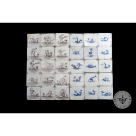 Antique Delft Tiles set #49 – fish mermaid tiles
