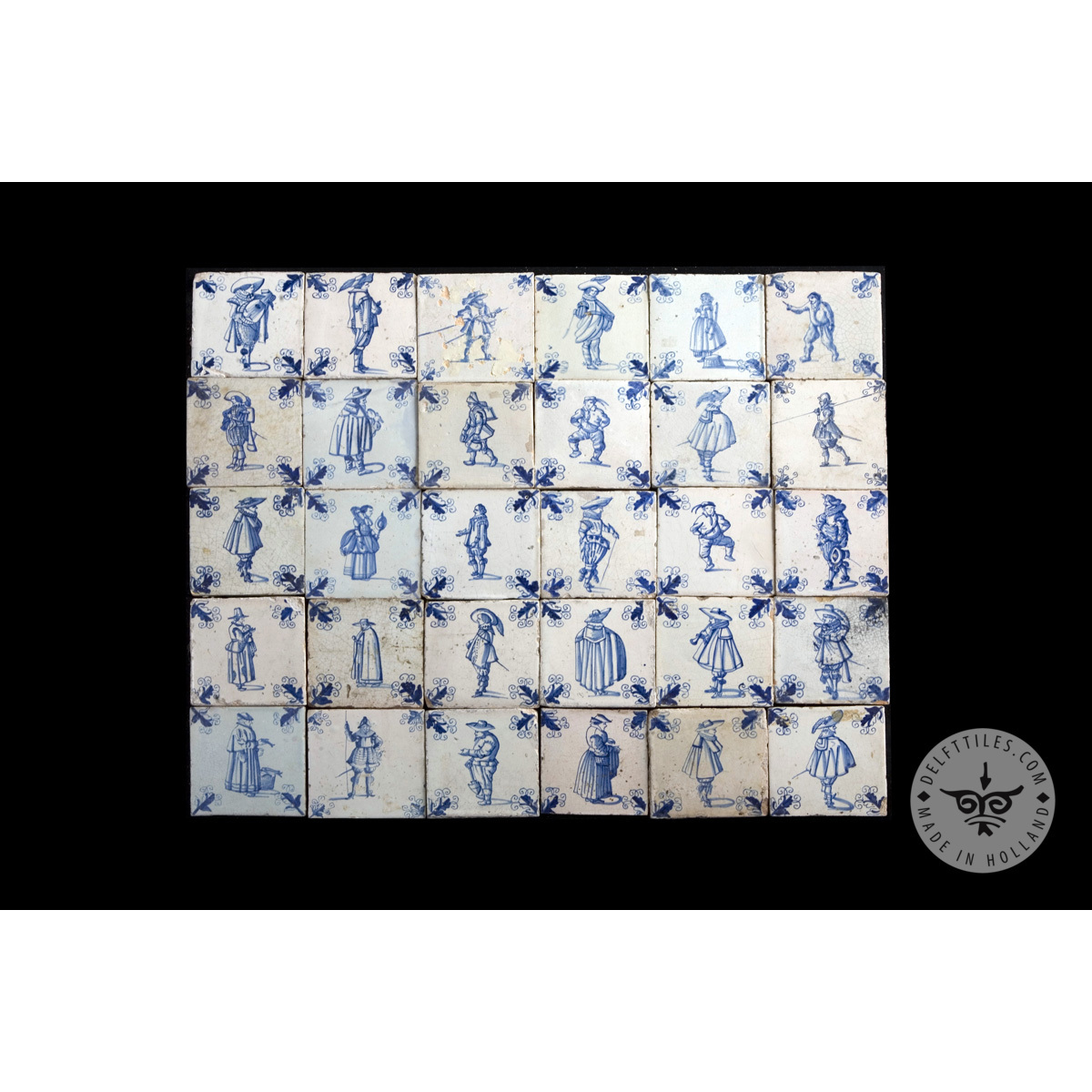 Antique Delft Tiles set #50 - noble men tiles