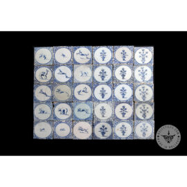 Antique Delft Tiles set #48 – animal flowerpots