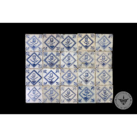 Antique Delft Tiles set #54 – tulip in square tiles