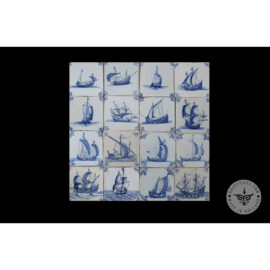 Antique Delft Tiles set #64 – three masted ships