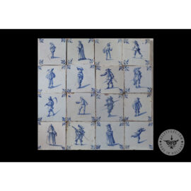 Antique Delft Tiles set #67 – people fleur de lis