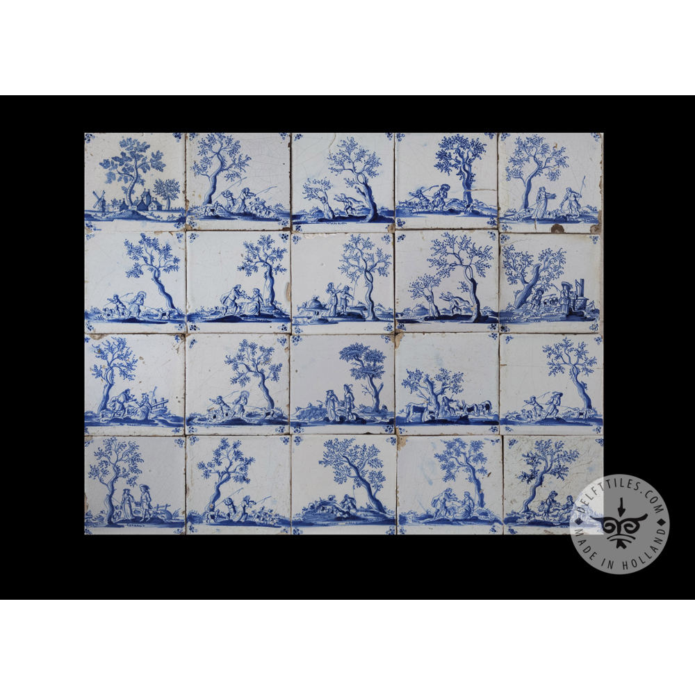 Antique Delft Tiles set #71 - Shepherd tiles
