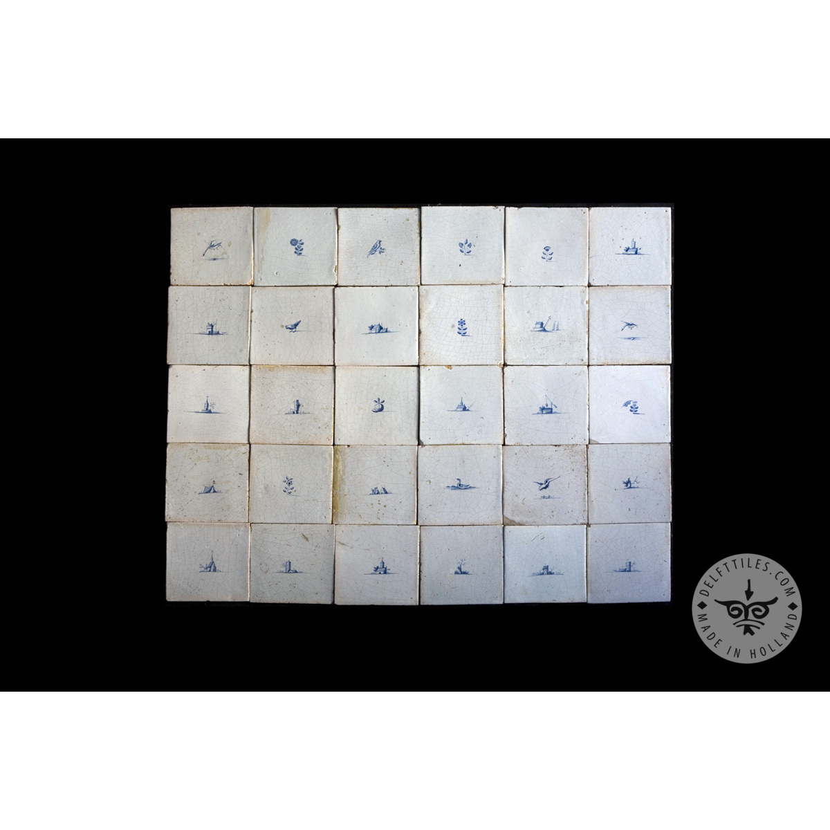 Antique Delft Tiles set #39 - small sketches tiles